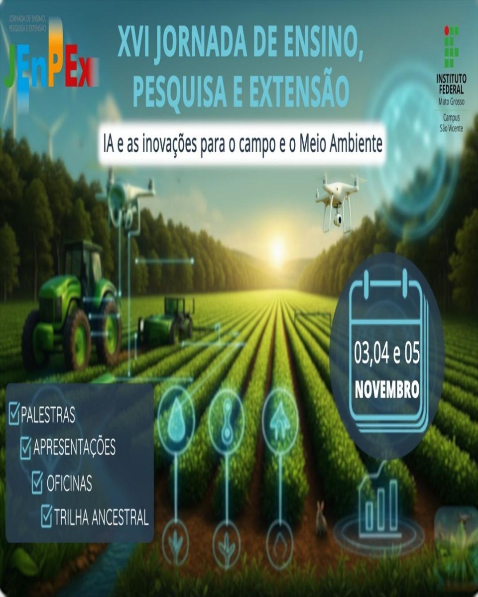 XVI JORNADA DE ENSINO, PESQUISA E EXTENSÃO IA  e as inovações para o campo e para o Meio Ambiente