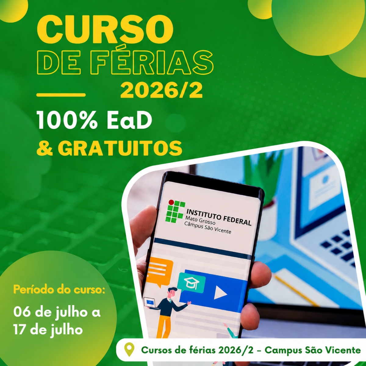Curso de Férias IFMT - Campus São Vicente - Edição 2026/2