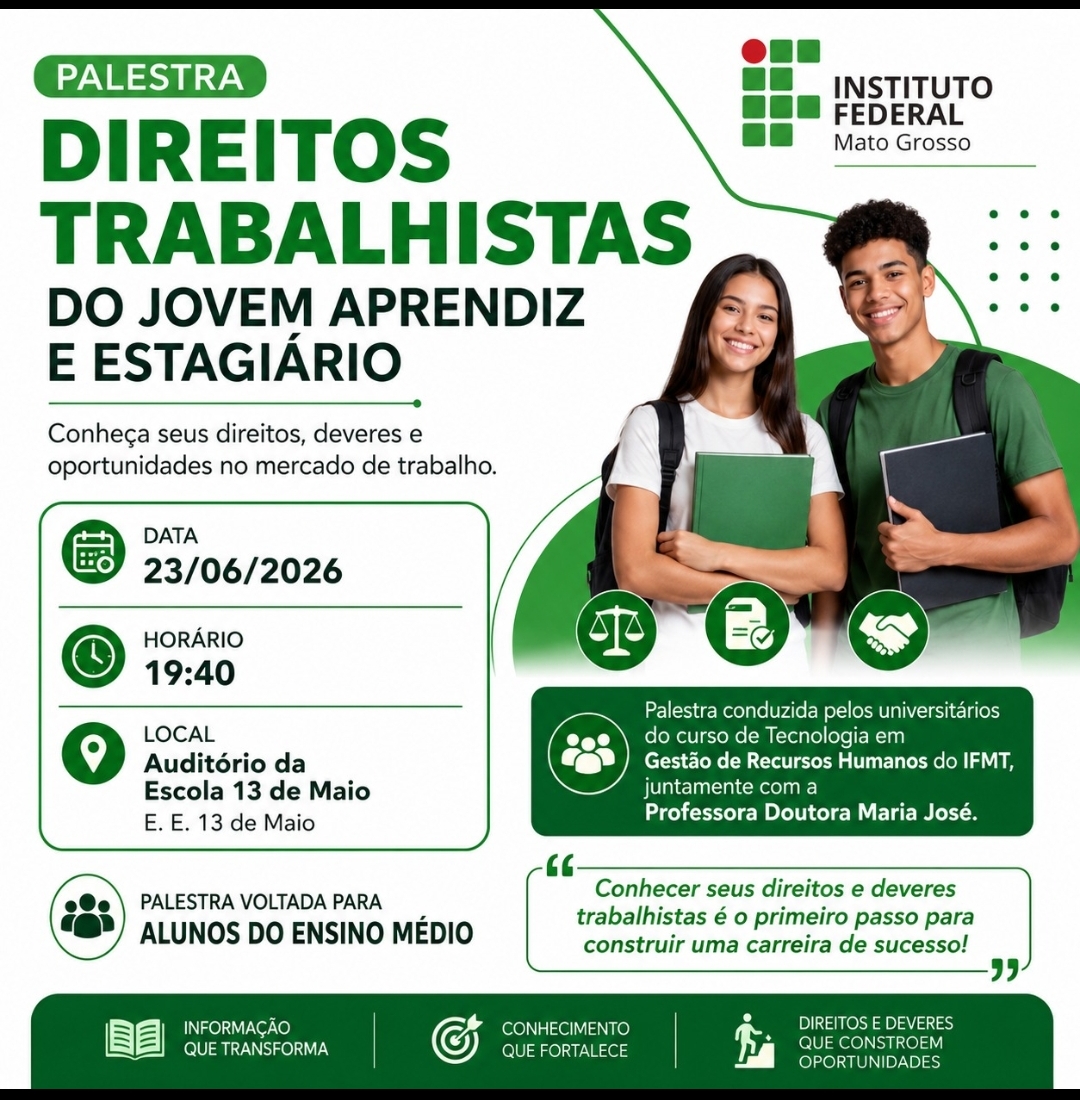 Palestra: Direitos Trabalhistas: Do Jovem Aprendiz e Estagiário