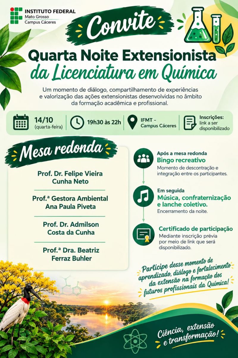 3º NOITE EXTENSIONISTA DA LICENCIATURA EM QUÍMICA