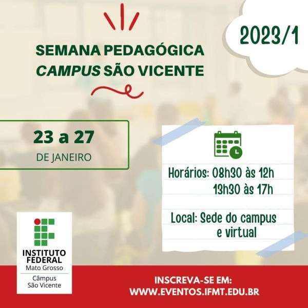 Semana Pedagógica do IFMT Campus São Vicente 2023/01