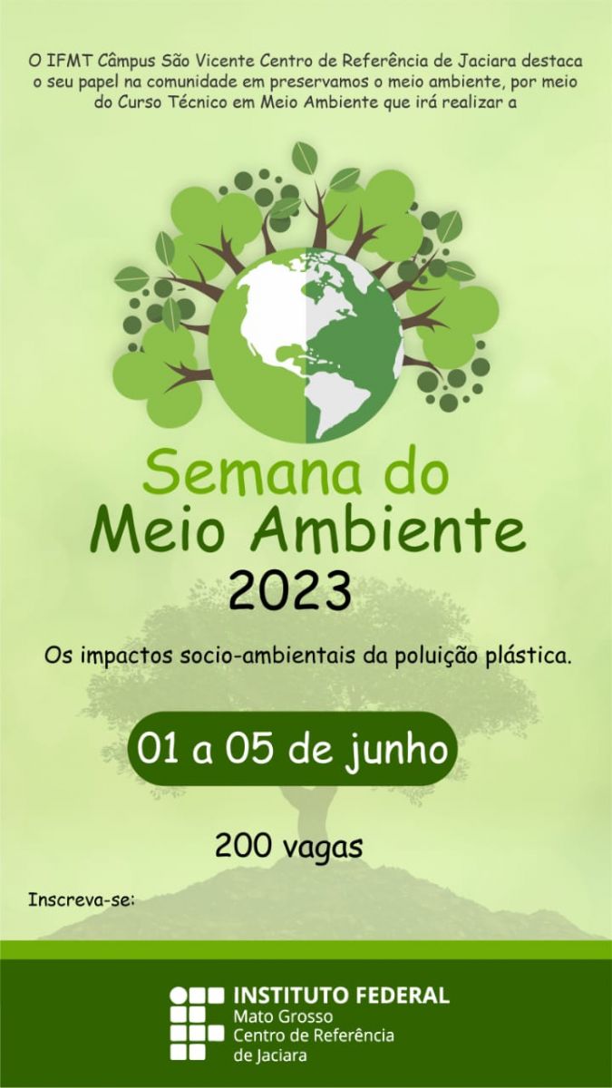Semana do Meio Ambiente “Impactos socioambientais da poluição plástica no cerrado brasileiro”