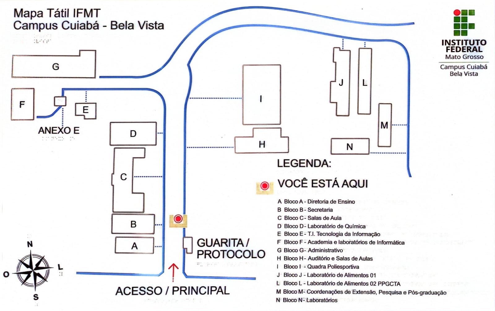 Mapa do Campus Bela Vista - Localização dos Blocos